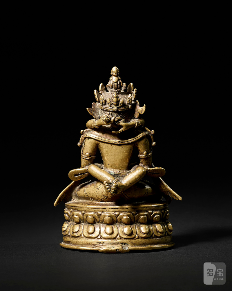 STATUE D'AMITAYUS ET SA PARÈDRE EN ALLIAGE DE CUIVRE DORÉ  TIBET, XVE SIÈCLE - 图4